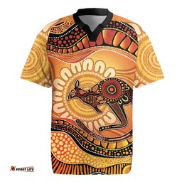 Indigenous Kangaroo Australia Rugby Jersey Australian Aboriginal Art Proud LT14