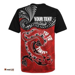 Personalised Aotearoa Toitu Te Tiriti Rugby Jersey Taniwha Tribal Motifs LT03