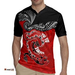 Personalised Aotearoa Toitu Te Tiriti Rugby Jersey Taniwha Tribal Motifs LT03