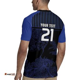 Custom Oceania Football NZ Auckland Rugby Jersey Minimal City Map Style LT9