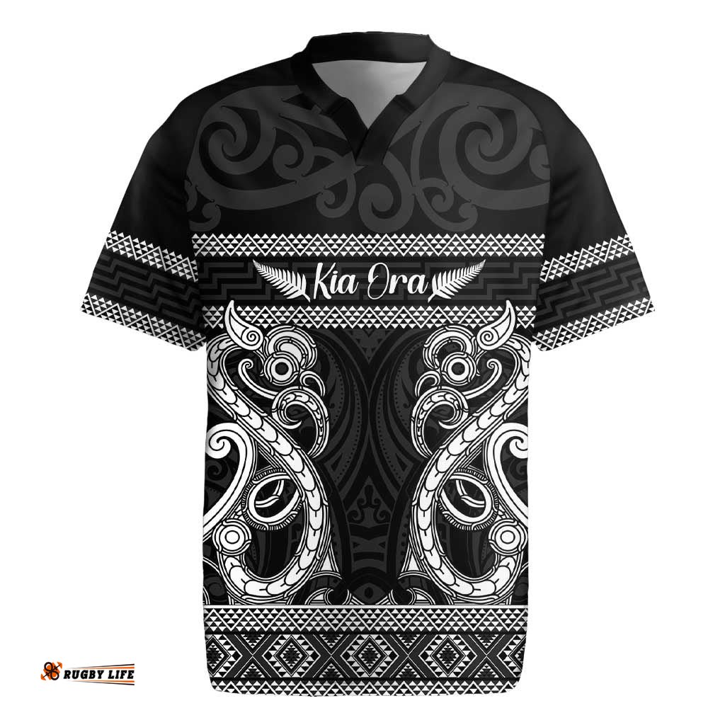 Kia Ora New Zealand Rugby Jersey Maori Language Week Pango Taniko Motif LT14