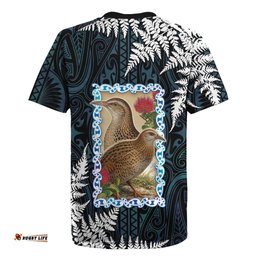 New Zealand Weka Rugby Jersey Maori Hen Koru Pattern LT05