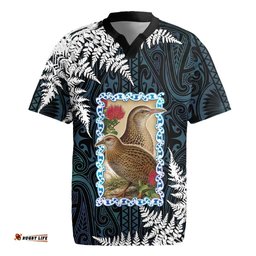 New Zealand Weka Rugby Jersey Maori Hen Koru Pattern LT05
