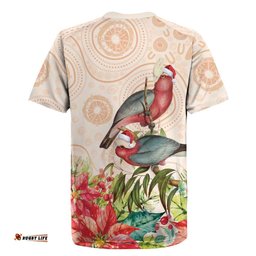 Merry Christmas Aussie Aboriginal Rugby Jersey Rosebreasted Cockatoo Pastel LT7