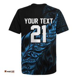 New Zealand Lawn Bowls Custom Rugby Jersey Blue Maori Warrior Tribal Silver Fern LT9