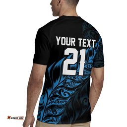 New Zealand Lawn Bowls Custom Rugby Jersey Blue Maori Warrior Tribal Silver Fern LT9