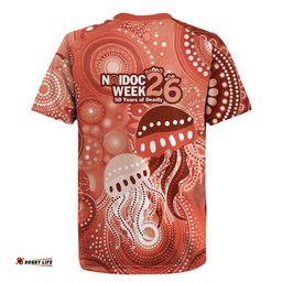 NAIDOC Deadly 50 Years Rugby Jersey Jellyfish Aboriginal Culture Inspired Red LT9