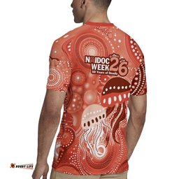 NAIDOC Deadly 50 Years Rugby Jersey Jellyfish Aboriginal Culture Inspired Red LT9