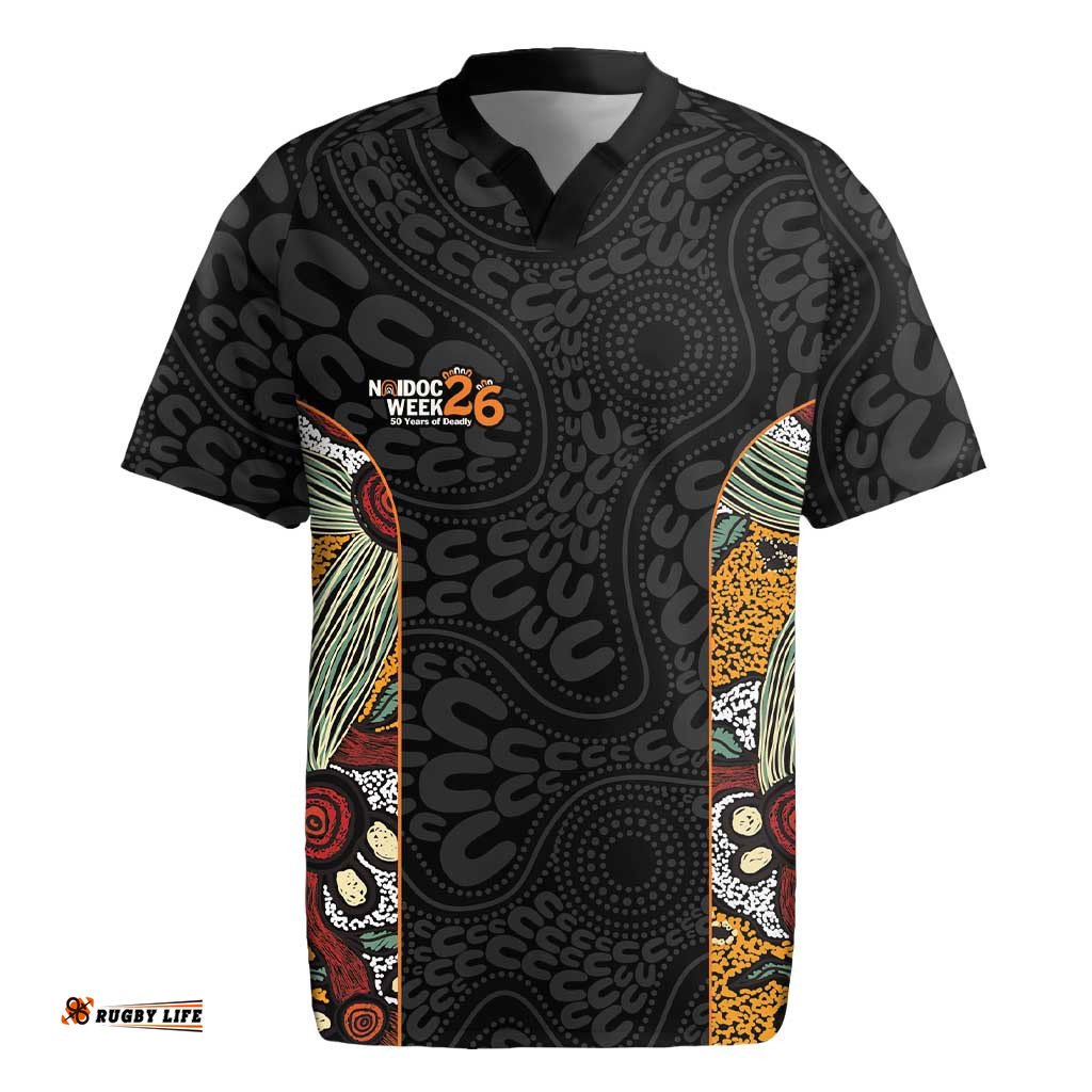 Personalised NAIDOC Deadly 50 Years Rugby Jersey Minimalist Aboriginal Art LT9