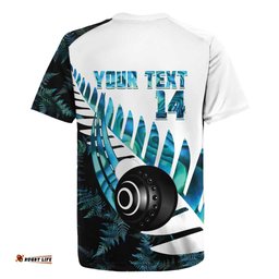 New Zealand Lawn Bowls Custom Rugby Jersey Aotearoa Silver Fern Paua Shell LT14