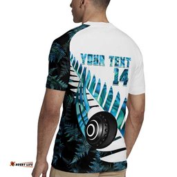 New Zealand Lawn Bowls Custom Rugby Jersey Aotearoa Silver Fern Paua Shell LT14