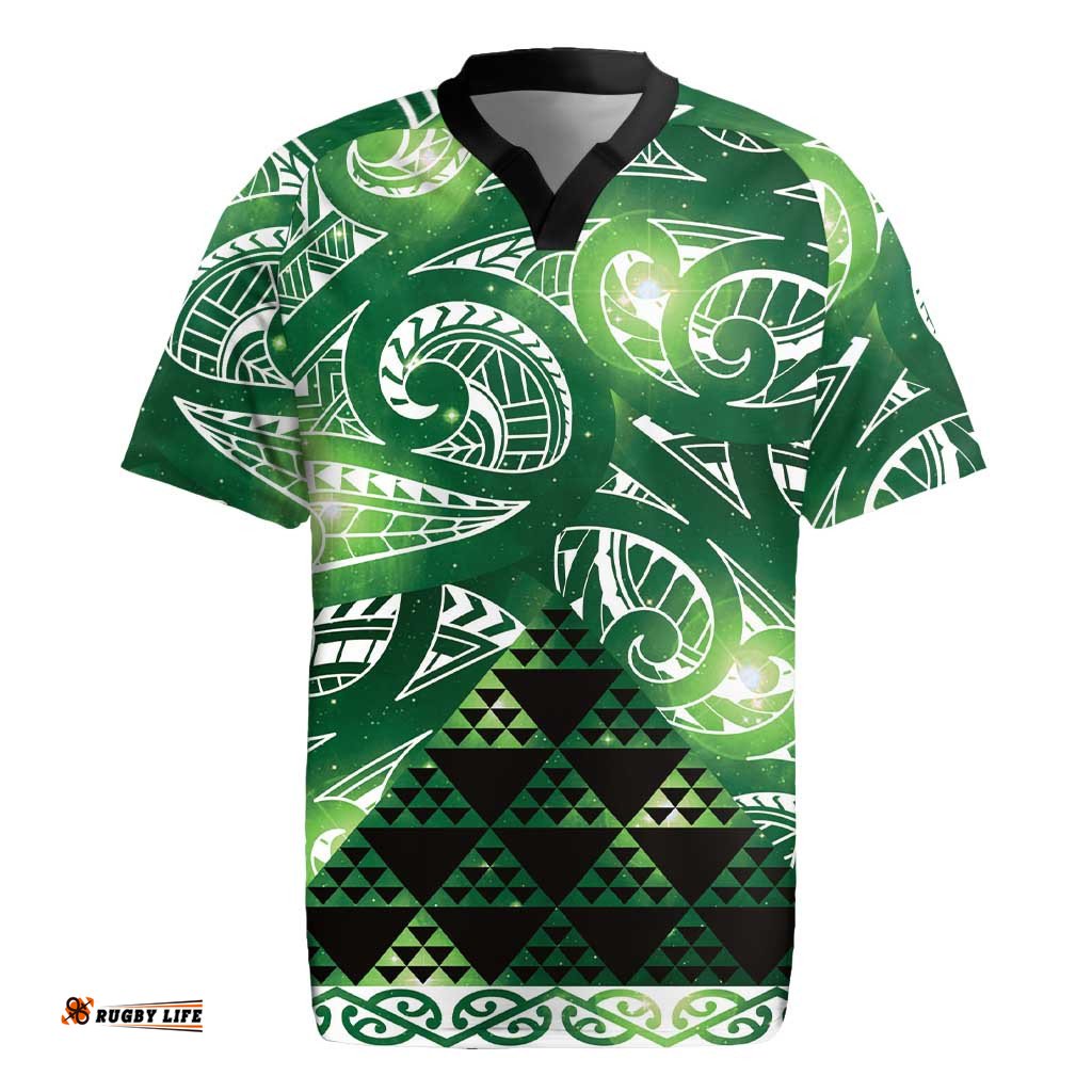 Matariki New Zealand Rugby Jersey NZ Niho Taniwha Maori New Year Green Galaxy LT14