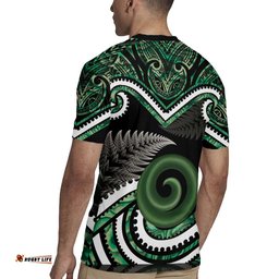 Koru Pounamu Aotearoa Rugby Jersey Maori Paua Shell Mix Silver Fern LT14