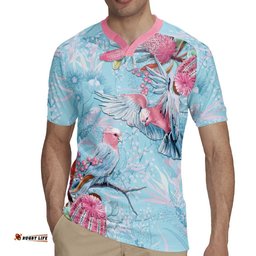 Galah Birds Australia Baby Blue & Pink Rugby Jersey LT7