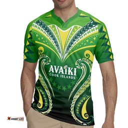 Custom Rugby Cook Islands Avaiki Rugby Jersey Green Kuki Airani Tribal Maori Inspired LT9