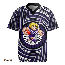 Fremantle Dockers Rugby Jersey Indigenous Monochrome Dot Art Mascot Style TS04