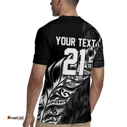 New Zealand Lawn Bowls Custom Rugby Jersey Black Maori Warrior Tribal Silver Fern LT9