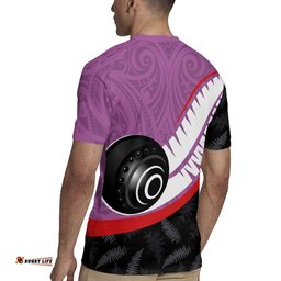 Personalised Aotearoa Lawn Bowls Rugby Jersey Maori and Silver Fern Sporty Style Pink Color LT03