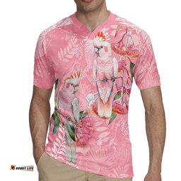 Personalised Galah Cockatoo Eucalyptus Flowers Rugby Jersey Australian Breast Cancer Spirit LT9