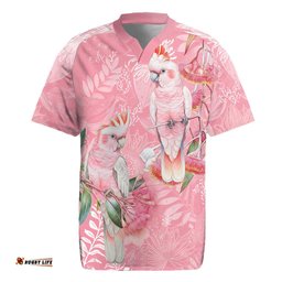 Personalised Galah Cockatoo Eucalyptus Flowers Rugby Jersey Australian Breast Cancer Spirit LT9
