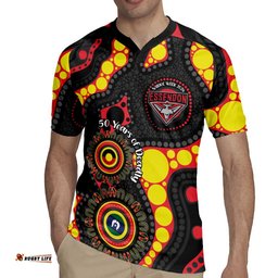 Essendon Bombers NAIDOC Week 2026 Personalised Rugby Jersey 50 Years of Deadly Aboriginal Art LT14