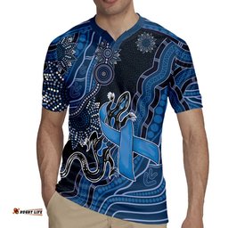 Personalised Autism Awareness Rugby Jersey Hope Ribbon And Aboriginal Patterns DT05