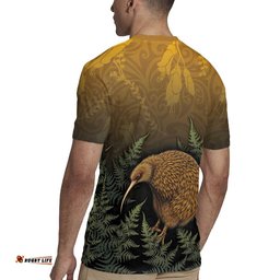 New Zealand Kiwi Bird Rugby Jersey Silver Fern Mix Maori Pattern LT05