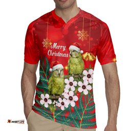 New Zealand Kakapo Christmas Rugby Jersey Owl Parrot Santa Sliver Fern Manuka - Red LT14