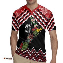 New Zealand Christmas Taniko Poutama Rugby Jersey Flora Map with Birds LT7