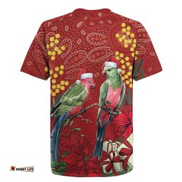 Merry Chrissie Australia King Parrots Rugby Jersey Aboriginal Art LT7