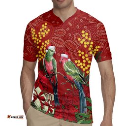 Merry Chrissie Australia King Parrots Rugby Jersey Aboriginal Art LT7