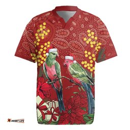 Merry Chrissie Australia King Parrots Rugby Jersey Aboriginal Art LT7