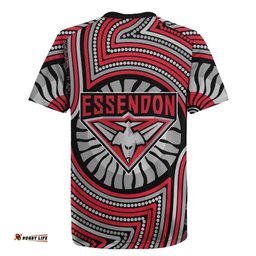 Essendon Football Club Rugby Jersey Indigenous Monochrome Dot Art Mascot Style TS04