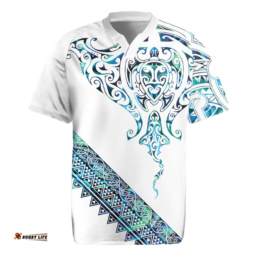 Kahui Whetu Paua shell Kowhaiwhai Taniko Personalised Rugby Jersey Manta Ray Shark-Turtle Maori Tribal Style LT9