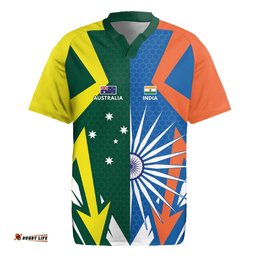 India vs Australia Custom Rugby Jersey Blue vs Gold Cricket Heritage LT9