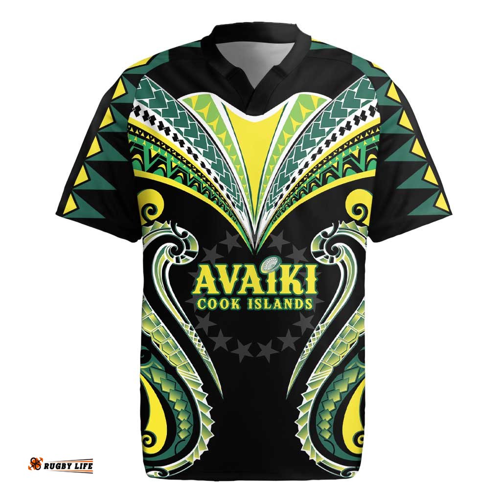 Custom Rugby Cook Islands Avaiki Rugby Jersey Black Kuki Airani Tribal Maori Inspired LT9