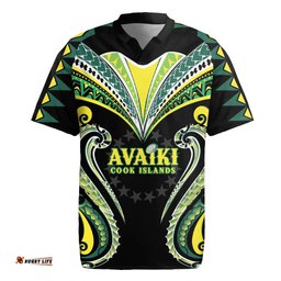 Custom Rugby Cook Islands Avaiki Rugby Jersey Black Kuki Airani Tribal Maori Inspired LT9