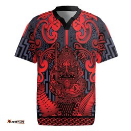 Custom New Zealand Taiaha Maori Rugby Jersey Whero Minimalist Silver Fern Tukutuku Motif LT9