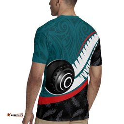 Personalised Aotearoa Lawn Bowls Rugby Jersey Maori and Silver Fern Sporty Style Teal Color LT03