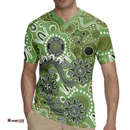 Personalised NAIDOC Week 50 Years Deadly Always Rugby Jersey Green Aboriginal Artwork Dot Painting LT9