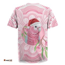 Funny Pink Galah Australia Christmas Rugby Jersey Eucalyptus Blossoms Aboriginal Art LT14