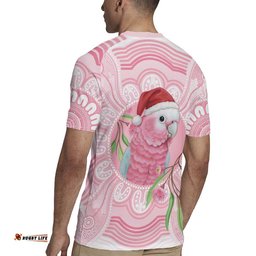 Funny Pink Galah Australia Christmas Rugby Jersey Eucalyptus Blossoms Aboriginal Art LT14