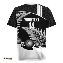 Custom New Zealand Silver Fern Petanque Rugby Jersey Aotearoa Maori Pattern LT14
