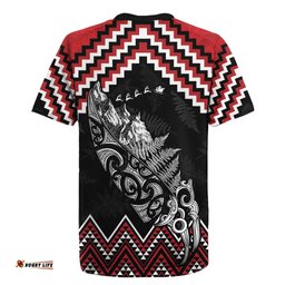 New Zealand Christmas Taniko Poutama Rugby Jersey Mountainscape Maori Fern LT7