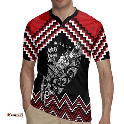New Zealand Christmas Taniko Poutama Rugby Jersey Mountainscape Maori Fern LT7