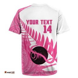 New Zealand Lawn Bowls Breast Cancer Custom Rugby Jersey Aotearoa Maori Silver Fern Pink Ribbon LT14