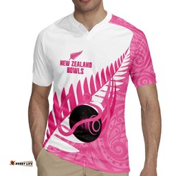 New Zealand Lawn Bowls Breast Cancer Custom Rugby Jersey Aotearoa Maori Silver Fern Pink Ribbon LT14