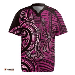 New Zealand Hammerhead Shark Rugby Jersey Maori Haehae Mangopare Pink LT14