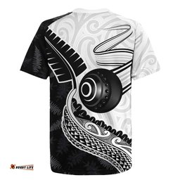 Personalised Aotearoa Lawn Bowls Rugby Jersey Maori and Silver Fern Half Style LT03