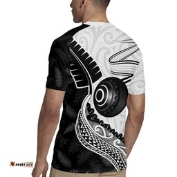 Personalised Aotearoa Lawn Bowls Rugby Jersey Maori and Silver Fern Half Style LT03
